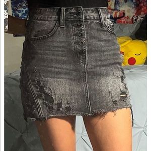 Black Mini Jean Skirt